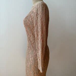 Vintage S Nude Lace Wiggle Dress Lace Pencil Dress Etsy