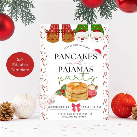 Pancakes And Pajamas Holiday Party Invitation Pancakes And Pajamas