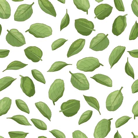 Premium Vector Seamless Pattern Of Green Apple Leaves