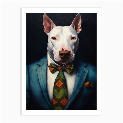 Gangster Dog Bull Terrier Art Print by Woof and Whiskers - Fy