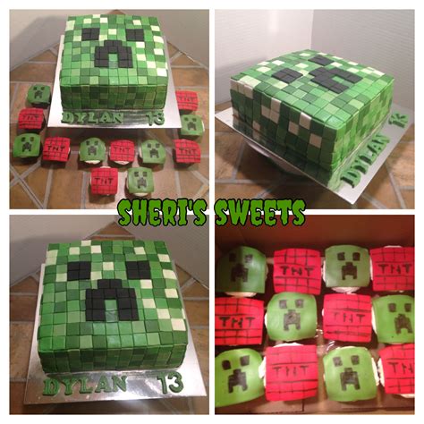 Minecraft Creeper Cake W Matching Creeper And Tnt Cupcakes Https