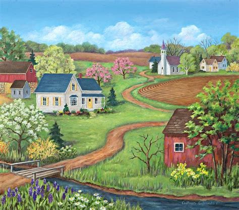 Colleen Eubanks In Nostalgic Art Scenery Paintings Farm Paintings