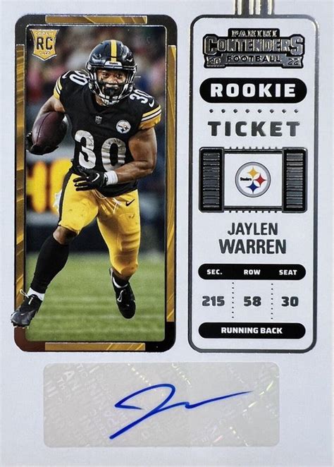 Jaylen Warren 2022 Contenders 286 Rookie Ticket Auto RAW Price Guide