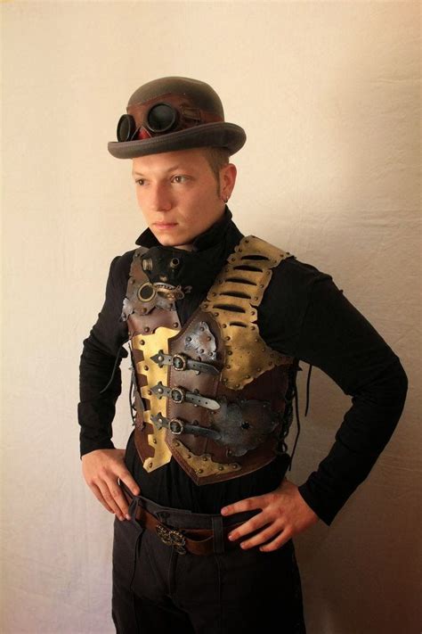 Steampunk Clothing Men Faux Leather Steampunk Vest For Men The