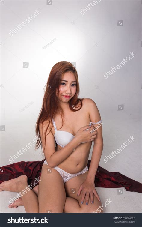 Sexy Asian Woman White Lingerie On Stock Photo 635386382 Shutterstock