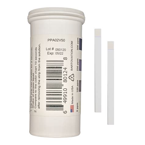 Peracetic Acid Test Strips High Level 0 500 Ppm Vial Of 50 Strips