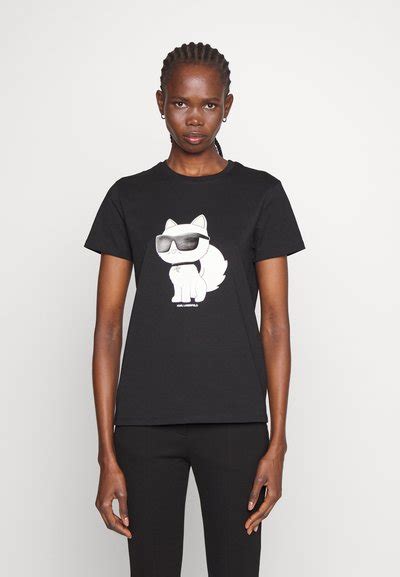 Karl Lagerfeld Ikonik Choupette Foil Tee T Shirt Print Black