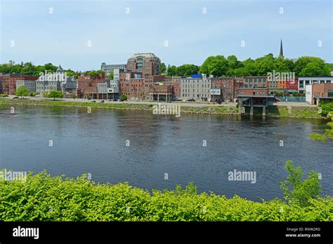 Historic Buildings On The Bank Of Kennebec River In Downtown Augusta