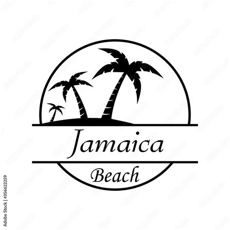 Símbolo Destino De Vacaciones Icono Plano Texto Jamaica Beach En