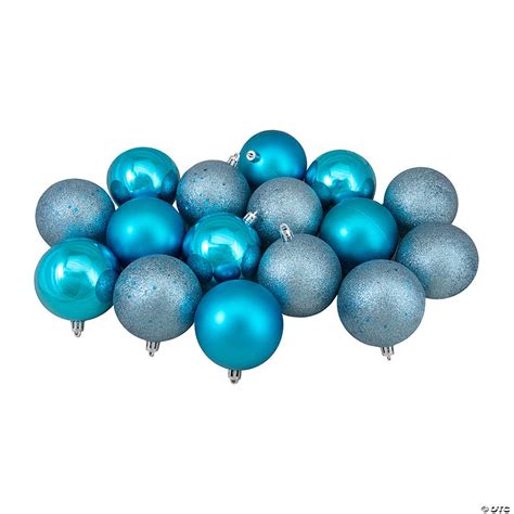 Northlight 16ct Turquoise Blue Shatterproof 4 Finish Christmas Ball Ornaments 3 75mm