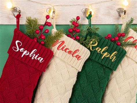 Embroidered Christmas Stocking Monogram Stocking Christmas Etsy