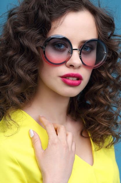 Premium Photo Fashion Portrait Of Beautiful Young Woman In A Summer Yellow Dress Curly Hair