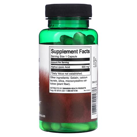 Swanson Alpha Lipoic Acid Mg Capsules