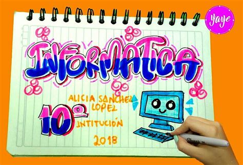 Marcado De Cuaderno Informatica Letras Bonitas Y Faciles