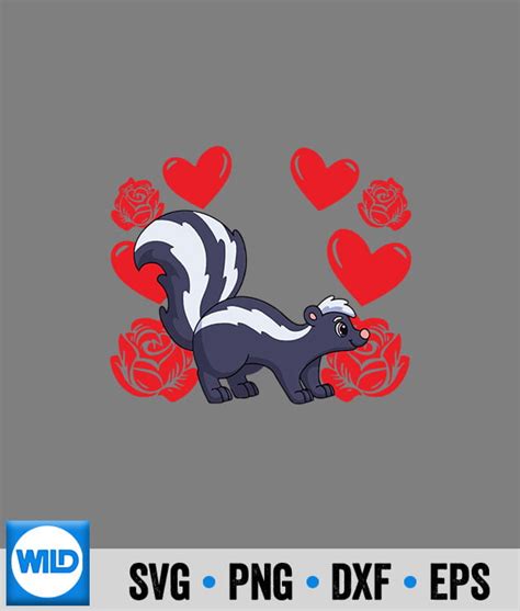 Valentines Day Svg Love Heart Valentines Day Roses Skunk Svg Wildsvg