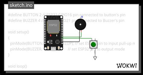 Buzzer With Push Button Wokwi Esp32 Stm32 Arduino Simulator