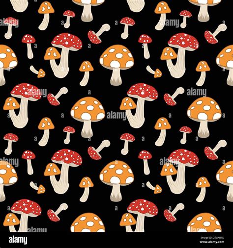 Watercolor Pattern With Mushrooms Stock Vector Images Alamy