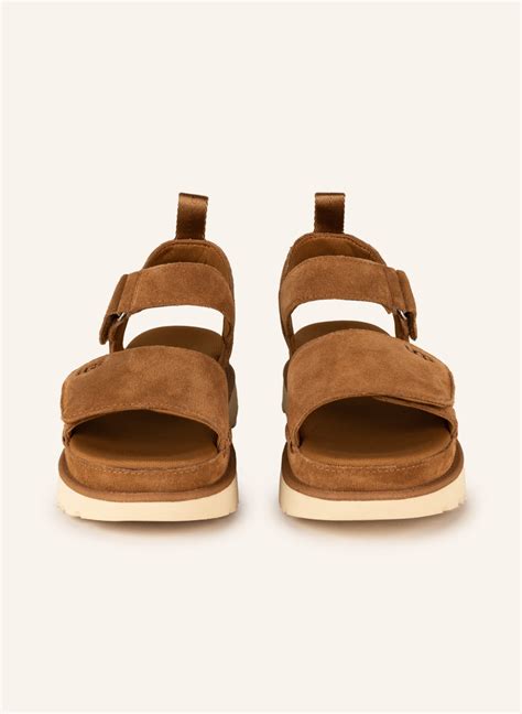 Ugg Plateau Sandalen Goldenstar In Cognac