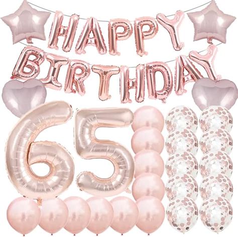 Sweet 65th Birthday Decorations Party Supplies Rose Gold Number 65