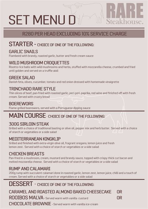 Set Menus - Rare Steakhouse