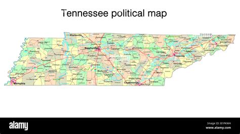 Tennessee state political map Stock Photo - Alamy