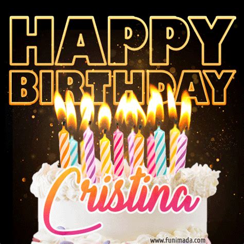 Cristina Animated Happy Birthday Cake  Image For Whatsapp