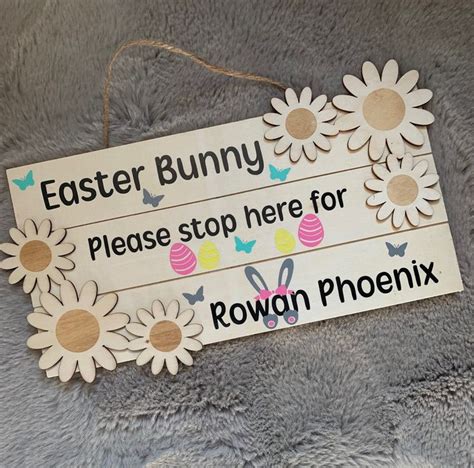 Easter Bunny Stop Here Sign Easter Sign Personalised Easter Bunny