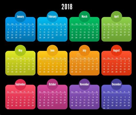 Calendario De Colores En A O Con Forma De C Rculo Espa Ol