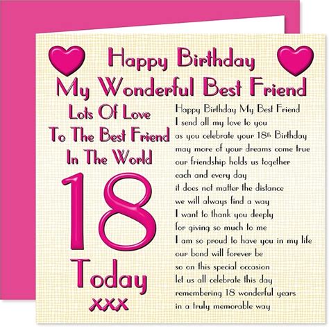 Best Friend 18th Happy Birthday Card Lots Of Love To The Best Friend