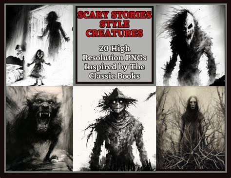 Scary Stories to Tell in the Dark 20 Horror Clipart Pack PNG Charcoal ...