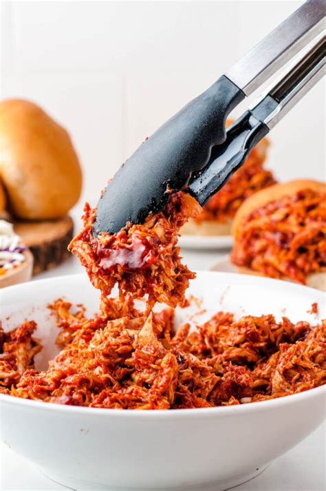 Easy BBQ Oven Pulled Chicken Shredded Chicken Recipe With Sauce