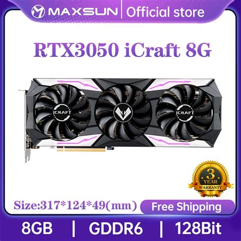 Maxsun Novas Placas Gráficas Rtx 3050 Icraft 8g Gddr6 Gpu Nvidia Computador Pc 128bit Dp 3 Pci