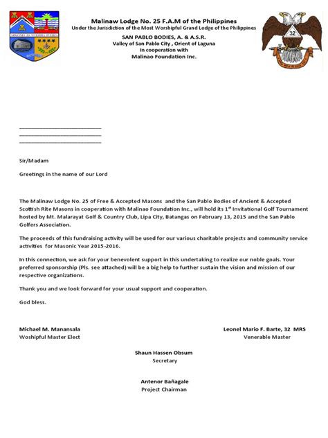 Masonic Letter Pdf Freemasonry Fraternities