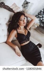 Sexy Beautiful Brunette Woman Black Underclothes Stock Photo 1180501846 Shutterstock