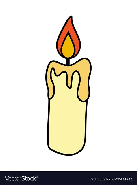 Christmas Candle Burning Wax Icon Symbol Vector Image