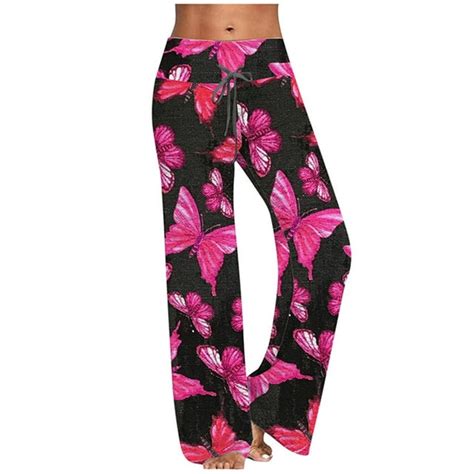 Azrian Womens Plus Size Flare Pants Comfy Casual Pajama Floral Print