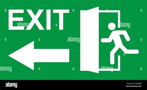 Running Man And Exit Door Sign Vector Icon Safety Symbol Escape Help