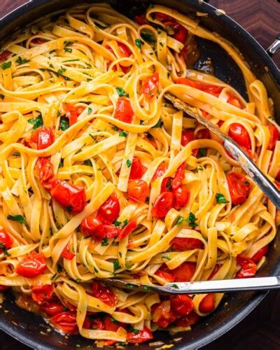 Fettuccine With Cherry Tomato Butter Sauce Sip And Feast