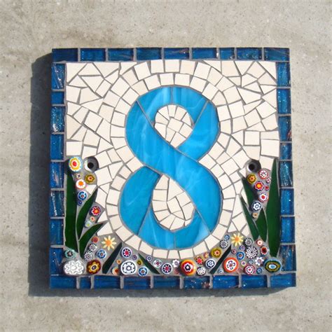 Mosaic House Number House Sign Plaque Street Address Yard Etsy