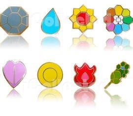 Buy Complete Set Of Silver Trimmed Kanto Gym Leader Badges Lapel Pins