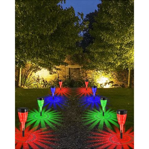 8 Pack Solar Pathway Lights Outdoor Solar Yard Lights RGB Color ...