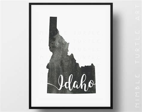 Idaho State Outline Watercolor Printable Idaho Wall Art Etsy Uk