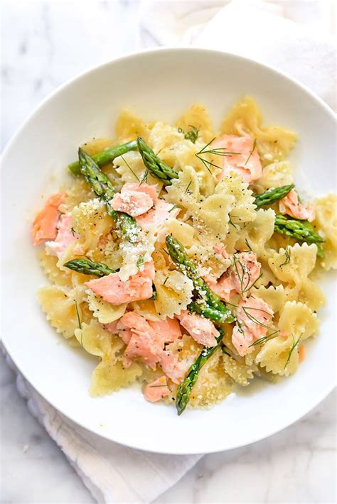 Creamy Bow Tie Pasta With Salmon And Asparagus Salmon Pasta Recipes