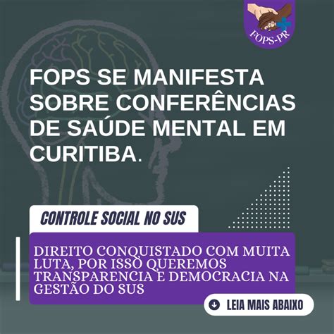 Fops Se Manifesta Sobre ConferÊncias De SaÚde Mental Em Curitiba Fops Pr