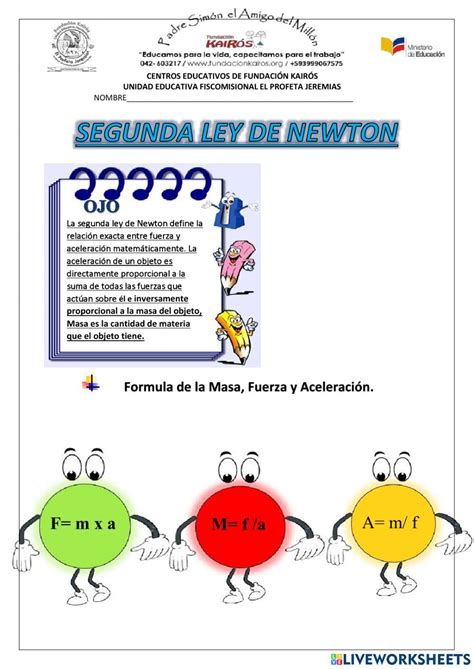 Actividad Interactiva De Segunda Ley De Newton Para Bachillerato