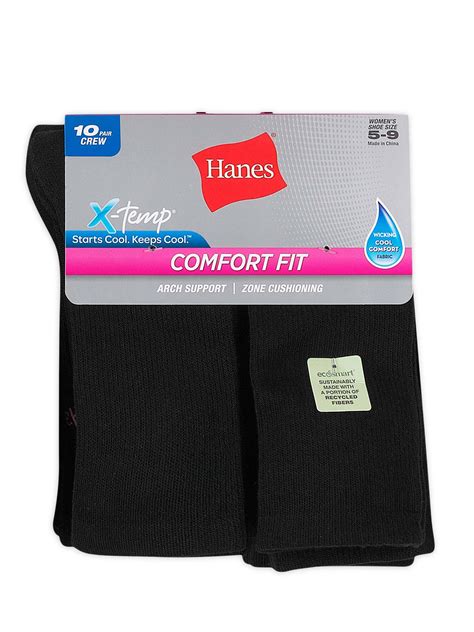 Hanes Womens Comfort Fit Crew Socks 10 Pack