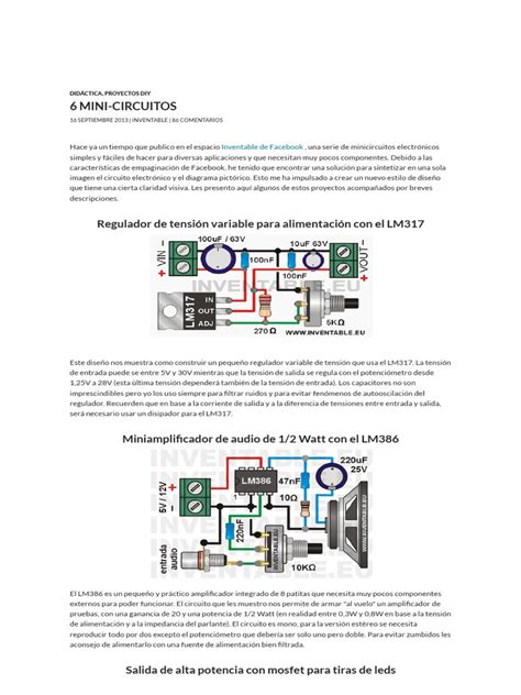 6 Mini Circuitos Útiles Y Fáciles De Hacer Inventable Eu Pdf Relé Mosfet