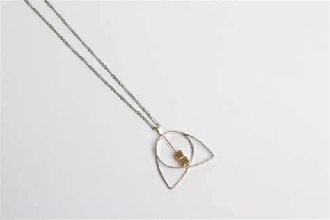 Items Similar To Geometric Bead Necklace Silver Gold Minimalist On Etsy