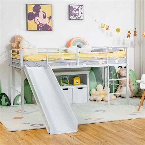 White Mid Sleeper Cabin Bed With Slide Homestoredirect