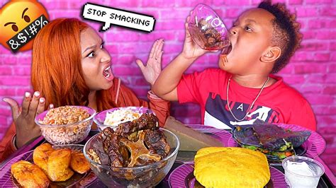 SMACKING TOO MUCH PRANK ON QUEEN BEAST OXTAIL PATTIES PEA RICE